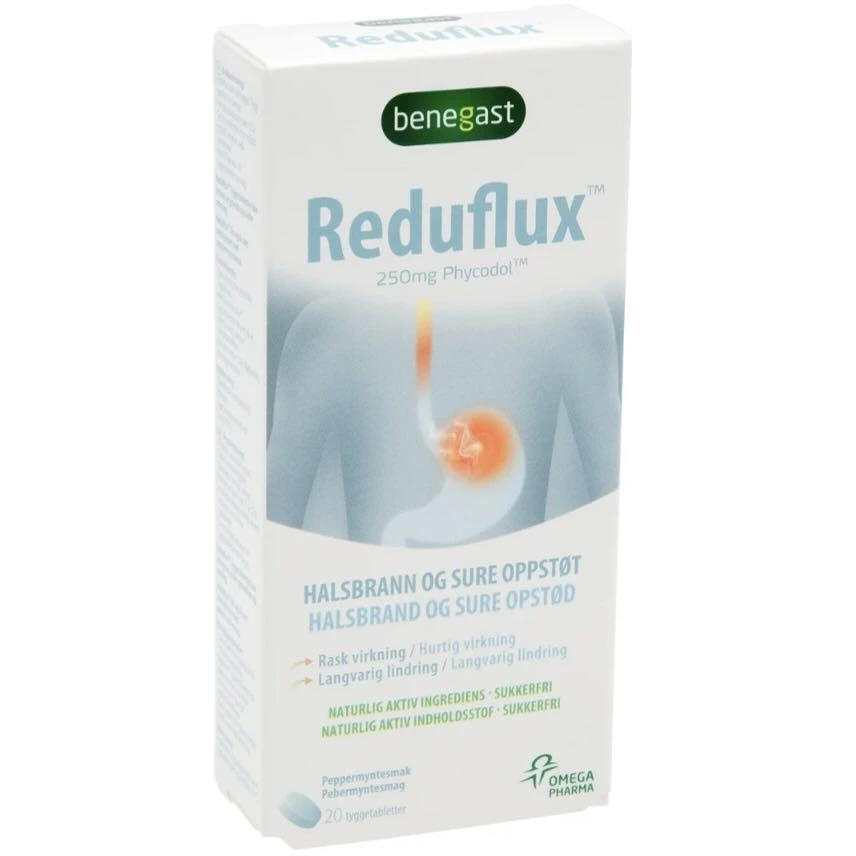 Benegast Reduflux 250mg tyggetabletter 20 stk