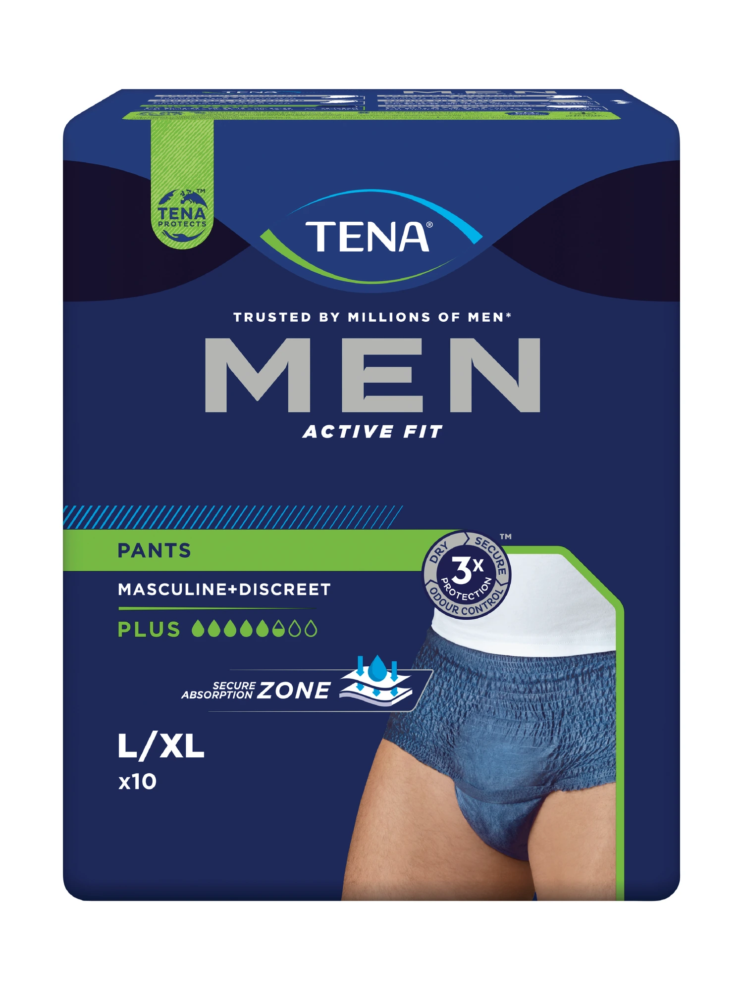 TENA Men Active Fit Pants Plus buksebleie L/XL 10 stk