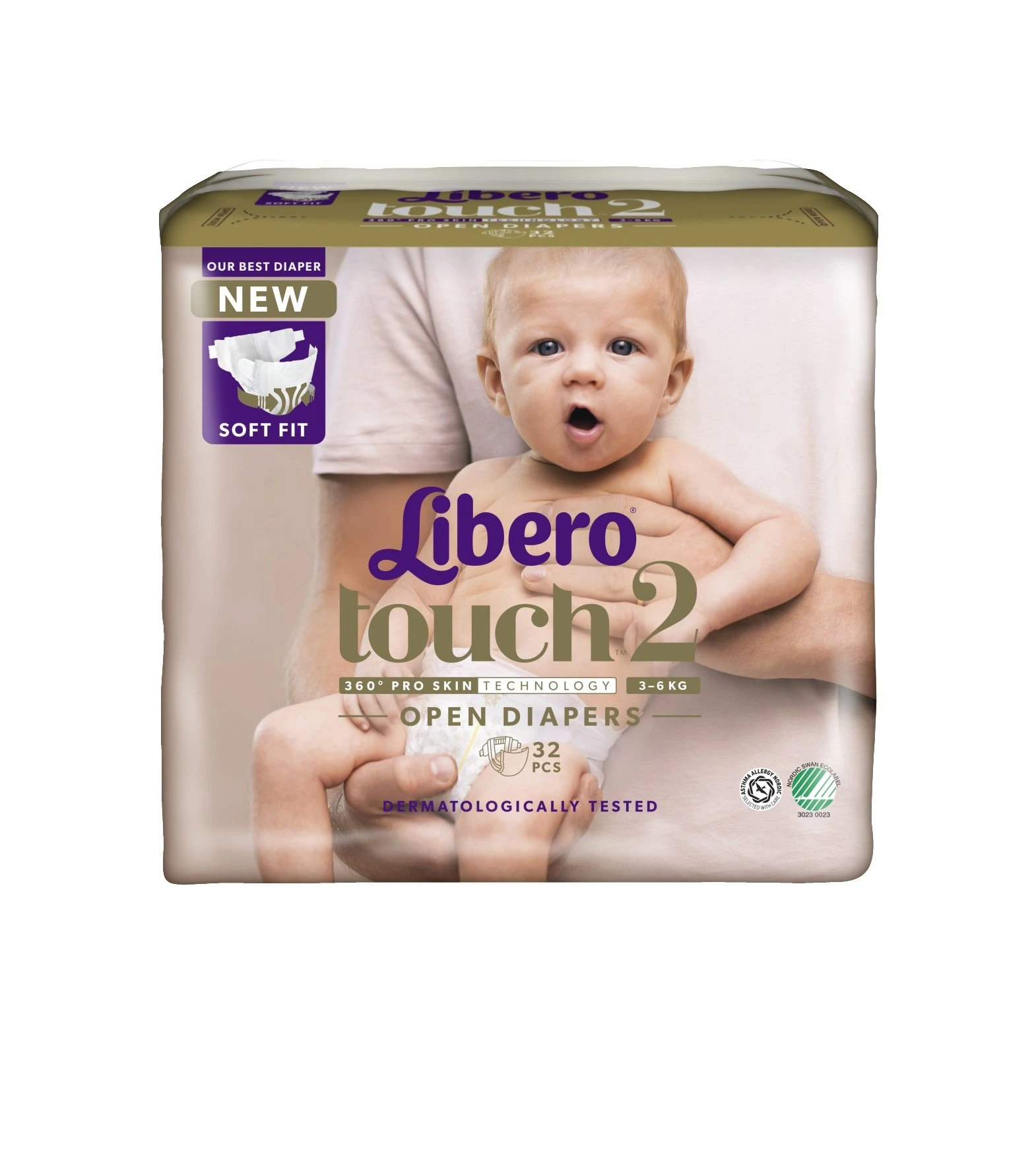 Libero Touch 2 åpne bleier 3-6kg 32 stk