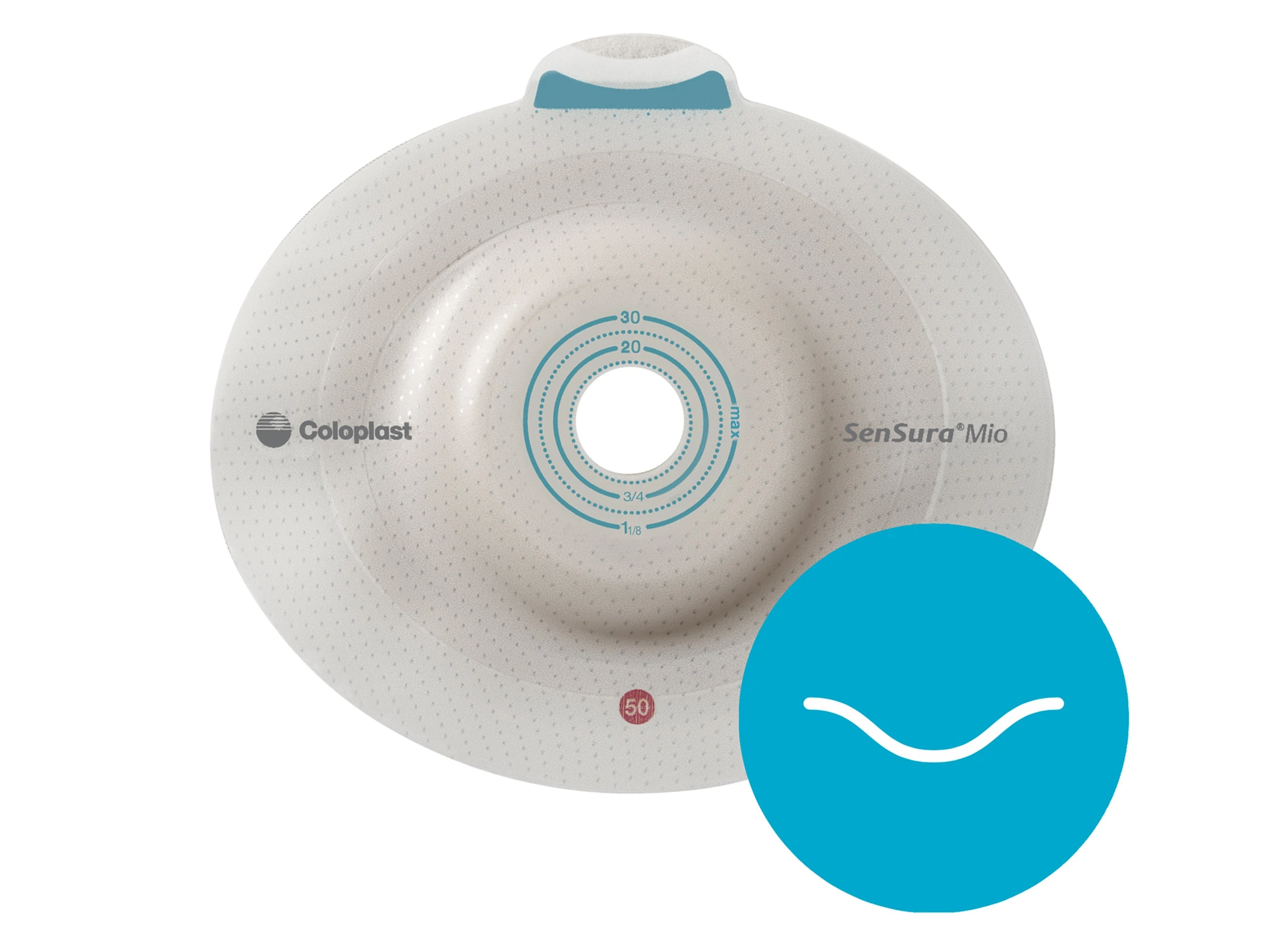 Coloplast SenSura Mio Convex Light Click hudplate, 169340, Ringkobling 70 mm hullstørrelse, 41-53 mm, 5 stk.