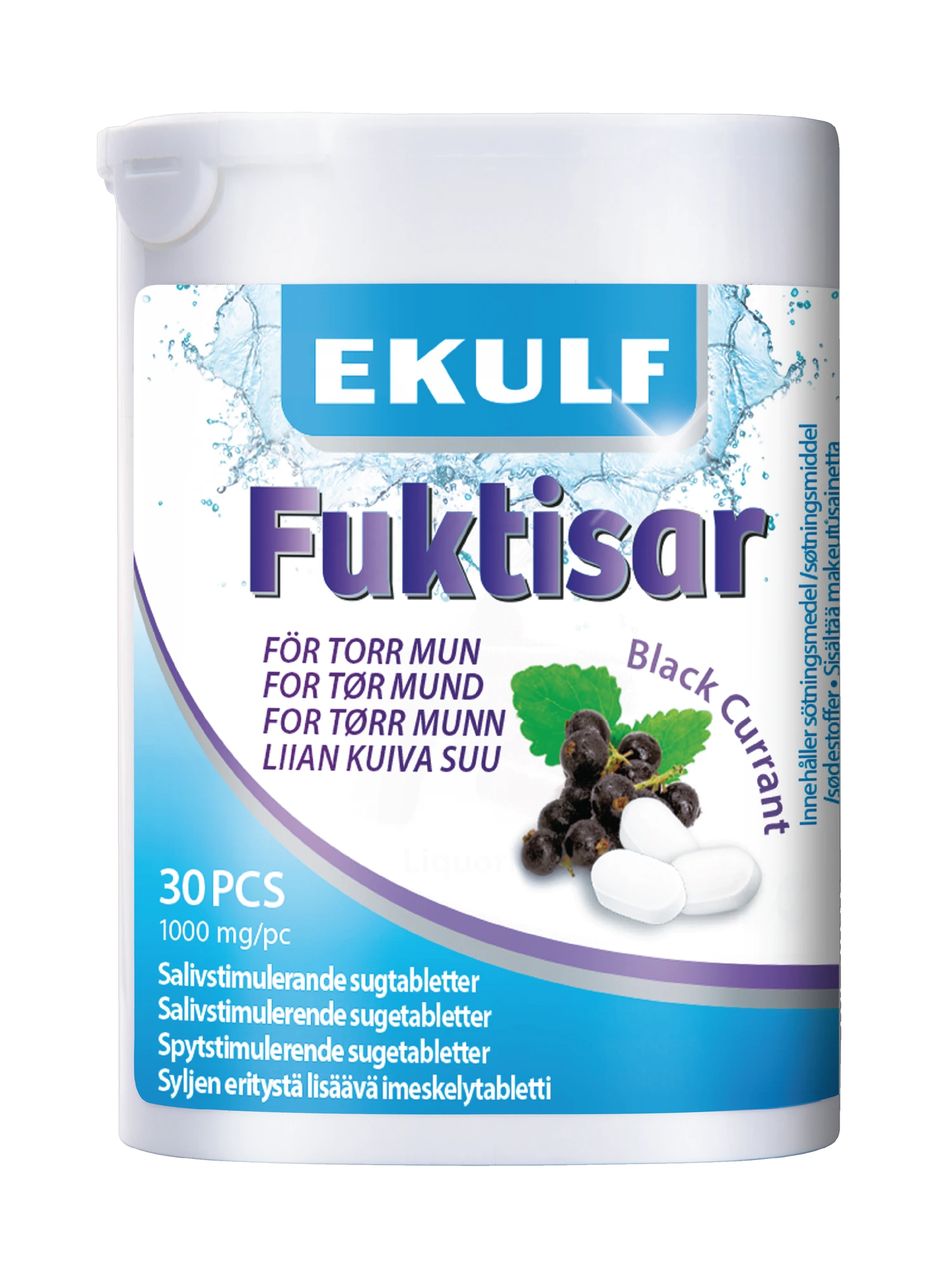 Ekulf Fuktisar Sugetabletter mot munntørrhet, 30 stk.