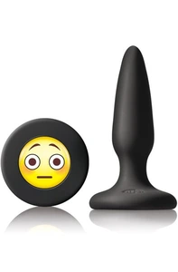 Moji's OMG Svart Mini Silikon Plugg med Emoji