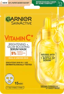 Garnier SkinActive   Vitamin C*  Brightening + Glow Boosting Serum Sheet Mask for Dull & Uneven Skin 28 g