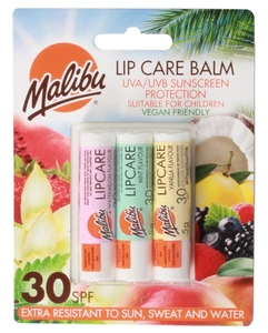 Malibu  Spf 30 Lip Balm Assorted Flavours 3 Pack