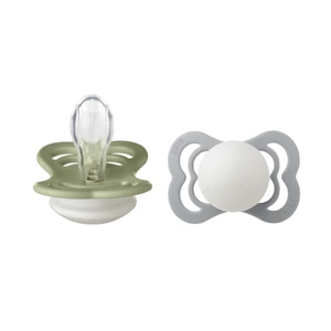 BIBS Supreme Silicone Glow Smokk Str. 1, 0-6 mnd, sage/cloud, 2 stk.