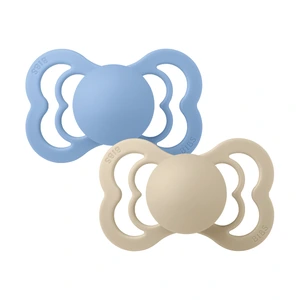 BIBS Supreme Silicone Smokk Str. 2, 6-18 mnd, vanilla/sky blue, 2 stk.