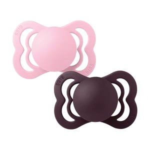 BIBS Supreme Silicone Smokk Str. 1, 0-6 mnd, baby pink/plum, 2 stk.