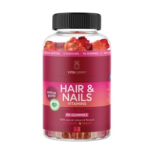 VitaYummy Hair & Nails, Fersken og bringebær, 90 stk.