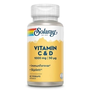 Solaray Vitamin C & D - 1000mg C og 50µg D 60 Vegkapsler