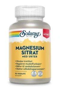 Solaray Magnesium Sitrat 90 kapsler – Lettopptakelig magnesium med urter