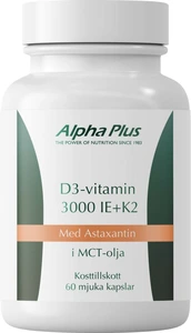 Alpha Plus D3-vitamin 3000 IE + K2 60 stk