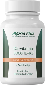 Alpha Plus D3-vitamin 3000 IE + K2 180 stk
