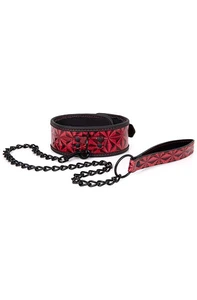 Diabolique Dark Red - Halsbånd med Kobbel