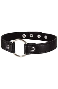 Choker Collar with Decorative Ring - Black