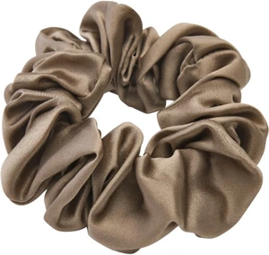 Lenoites Mulberry Silk Scrunchie Brown