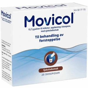 Movicol pulv til mikst, oppl med sjokoladesmak