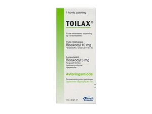 Toilax Kombinasjonspakning enterotab 5 mg/rektalvæske, susp 10 mg/5 ml, 4 stk