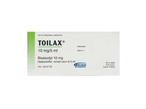 Toilax rektalvæske, susp 10 mg/5 ml, 5 x 5 ml