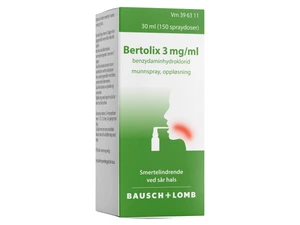 Bertolix munnspray oppl med peppermyntesmak 3 mg/ml, 1 x 30 ml