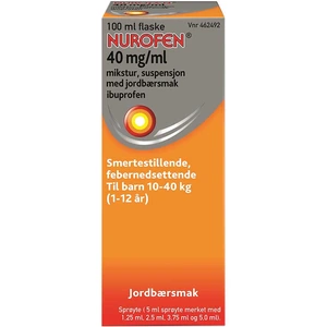 Nurofen mikst susp med jordbærsmak 40 mg/ml