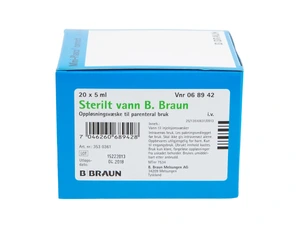 Sterilt vann B. Braun oppl væske til parenteral bruk, 20 x 5 ml