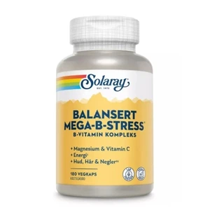 Solaray Mega B Stress Veg 180 kapsler – B‑vitaminkompleks med C‑vitamin og magnesium