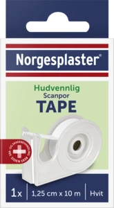 Scanpor bandasjetape hvit med dispenser 1,25cmx10m 1 stk