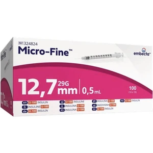 Micro-Fine insulinsprøyte U-100 0,5 ml 29G/12,7 mm 100 stk