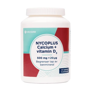 Nycoplus calcium m/D3-vitamin tab 500 mg/20 mikrog