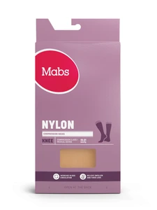 Mabs Nylon kompresjonsstrømpe kne klasse 1 sand L 1 par