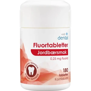 Vidi dental fluor tab med jordbærsmak 0,25 mg, 180 stk