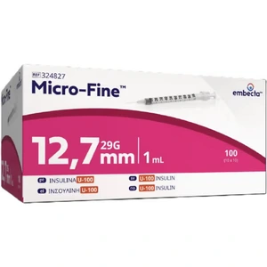Micro-Fine insulinsprøyte U-100 1 ml 29G/12,7 mm 100 stk