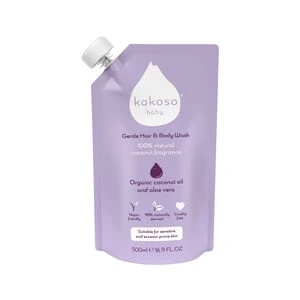 Kokoso Baby Gentle Hair & Body Wash Refill Pouch, 500 ml