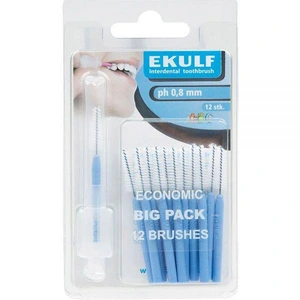 Ekulf pH mellomromstannbørste 0,8 mm blå 12 stk
