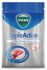 Vicks Triple Action sugetabletter sukkerfri 72 g