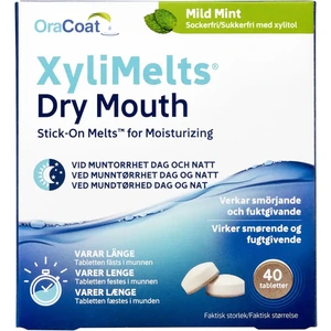 XyliMelts klebetabletter mot munntørrhet mild mint 40 stk