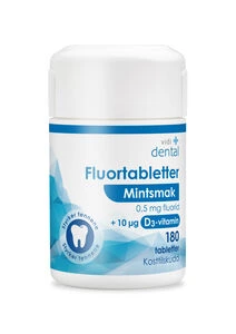 Vidi dental fluor+D3 tab med mintsmak 0,5 mg/10 mikrog, 180 stk