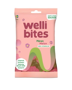 Wellibites sukkerfritt godteri pære- og melonsmak 70 g