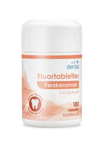 Vidi dental fluor tab med ferskensmak 0,5 mg, 180 stk