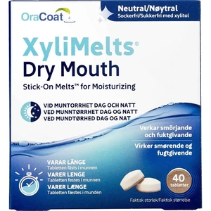 XyliMelts klebetabletter mot munntørrhet nøytral 40 stk