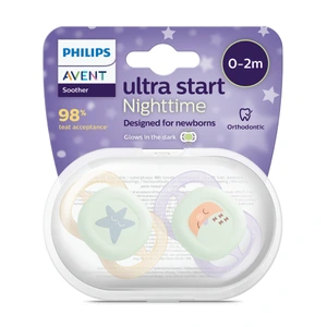 Philips Avent Ultra Start Nighttime narresmokk 0-2 måneder lilla/oransje 2 stk
