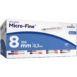 Micro-Fine insulinsprøyte U-100 0,3 ml 30G/8 mm 100 stk